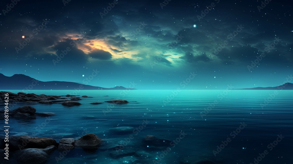 The sky and the sea at night Among the stars that shine brightly to be seen at night. The sky and the sea at night Among the stars that shine brightly to be seen at night.