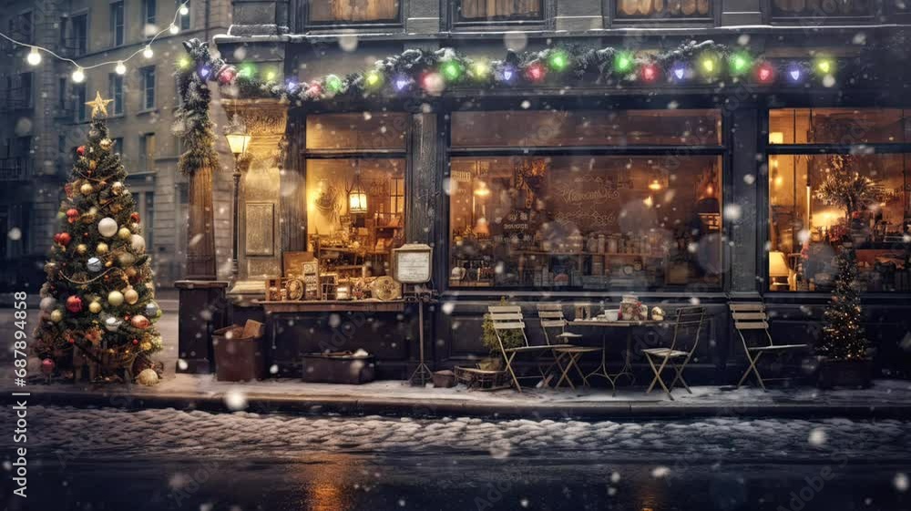 Christmas Eve in the city shops. seamless looping time-lapse virtual video Animation Background. Christmas Eve in the city shops. seamless looping time-lapse virtual video Animation Background.