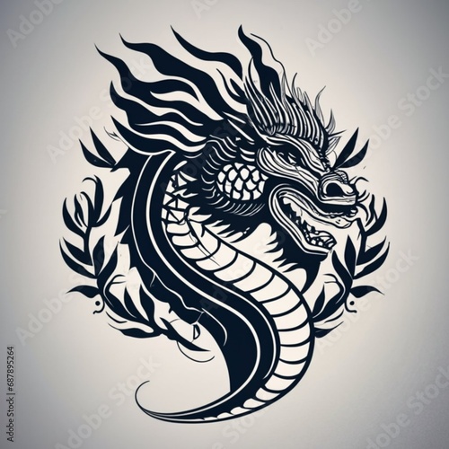 Silhouette of Chinese dragon crawling 3d design