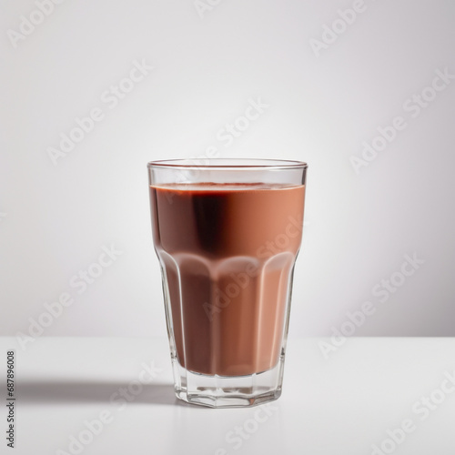 A glass of chocolate milk isolated on a white background