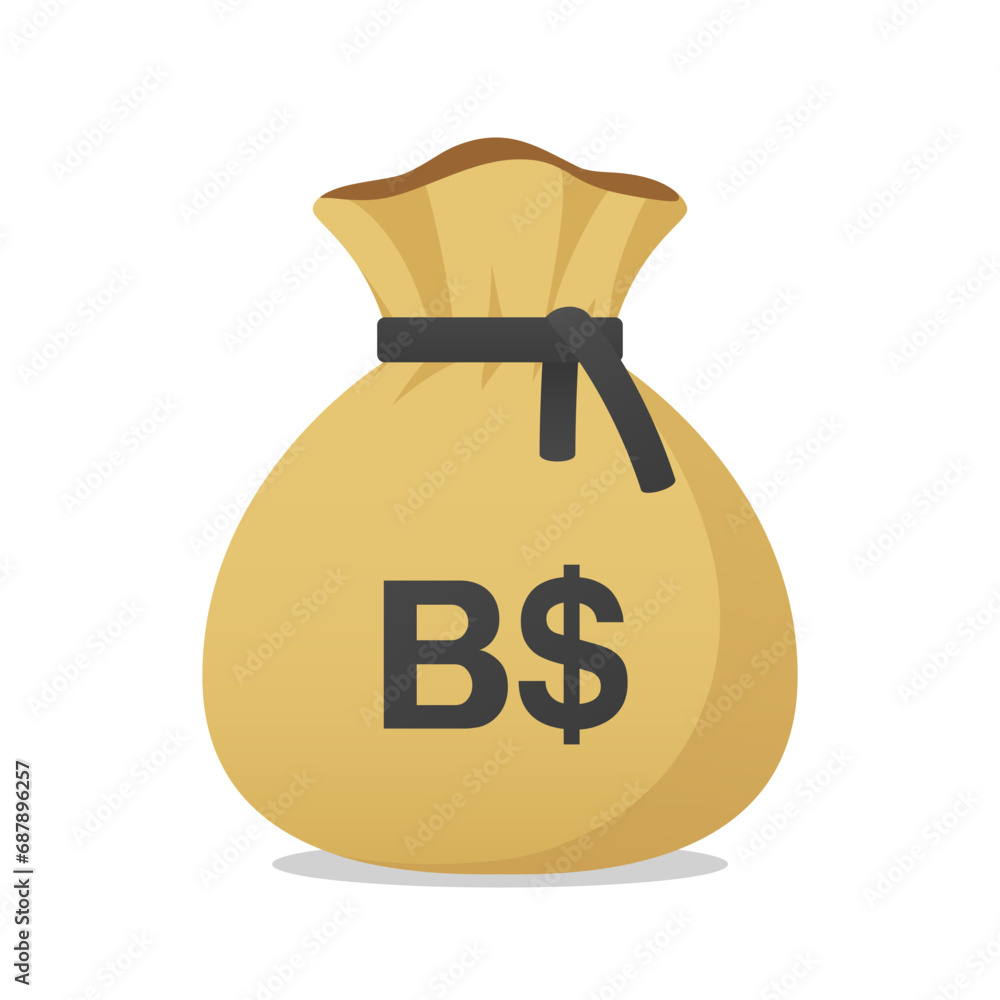 Moneybag with Bahamian Dollar symbol. Cash money, currency, business and financial item. Flat vector moneybag sign. Moneybag with Bahamian Dollar symbol. Cash money, currency, business and financial item. Flat vector moneybag sign.