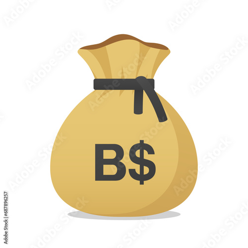 Moneybag with Bahamian Dollar symbol. Cash money, currency, business and financial item. Flat vector moneybag sign.