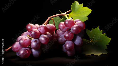 red grapes isolated on black
