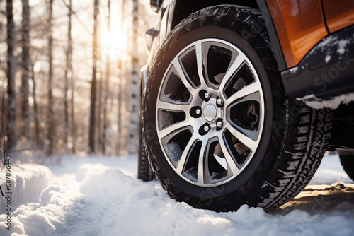 Winter tires for icy roads, providing traction and safety in cold and snowy weather.