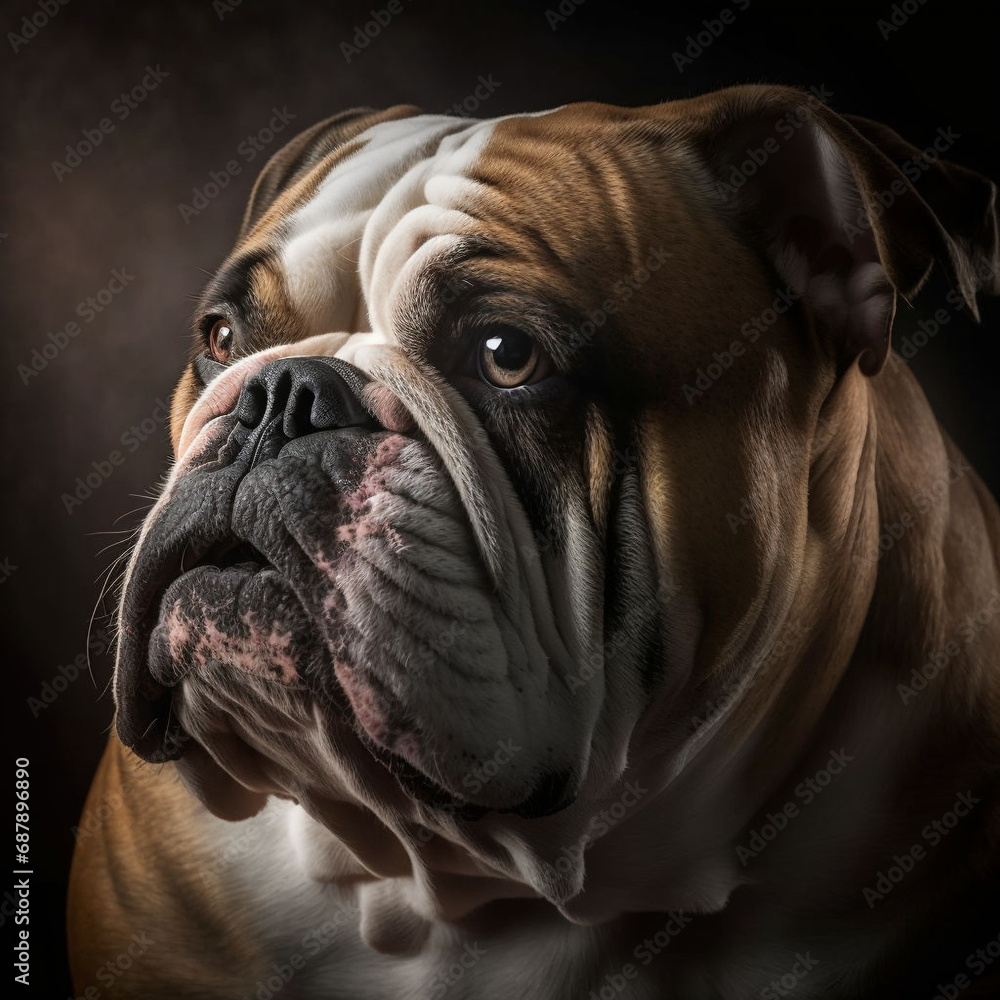beautiful bulldog dog photography studio, Generative AI