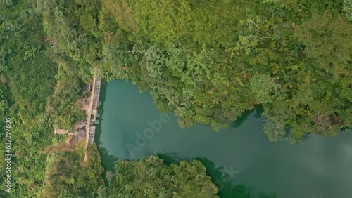 Vertical shot of Tireo reservoir in Loma de Blanco Bonao, Dominican Republic photo