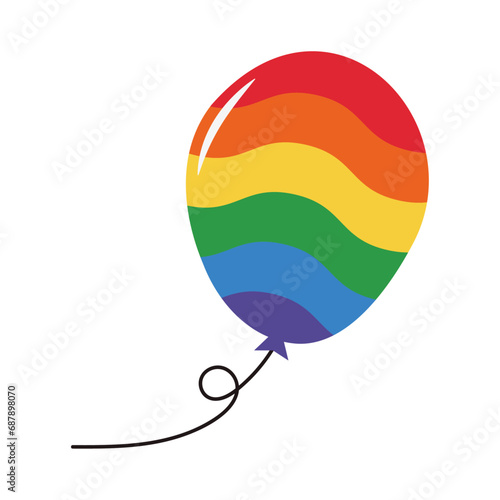 Rainbow balloon. The symbol of pride for the gay and LGBT community is drawn in a cartoon style. A symbol of the proud LGBT community.