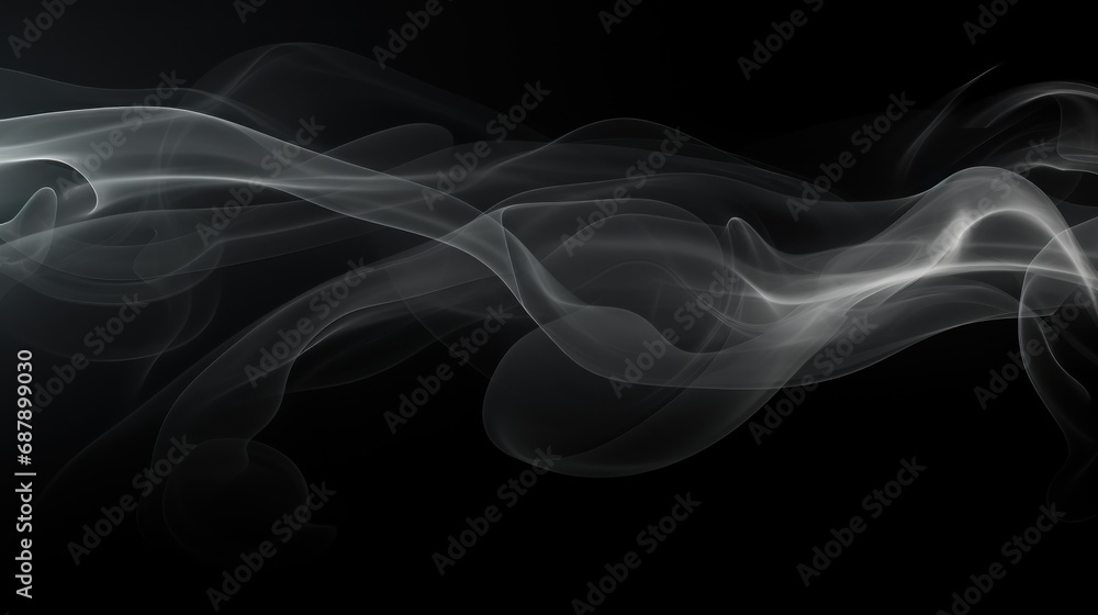Abstract white smoke, black and white color, black background