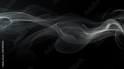 Abstract white smoke, black and white color, black background