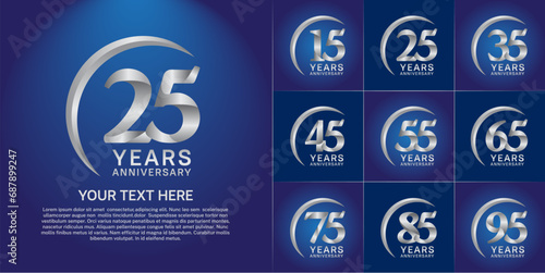 Set of Anniversary Logotype silver color can be use for special day celebration