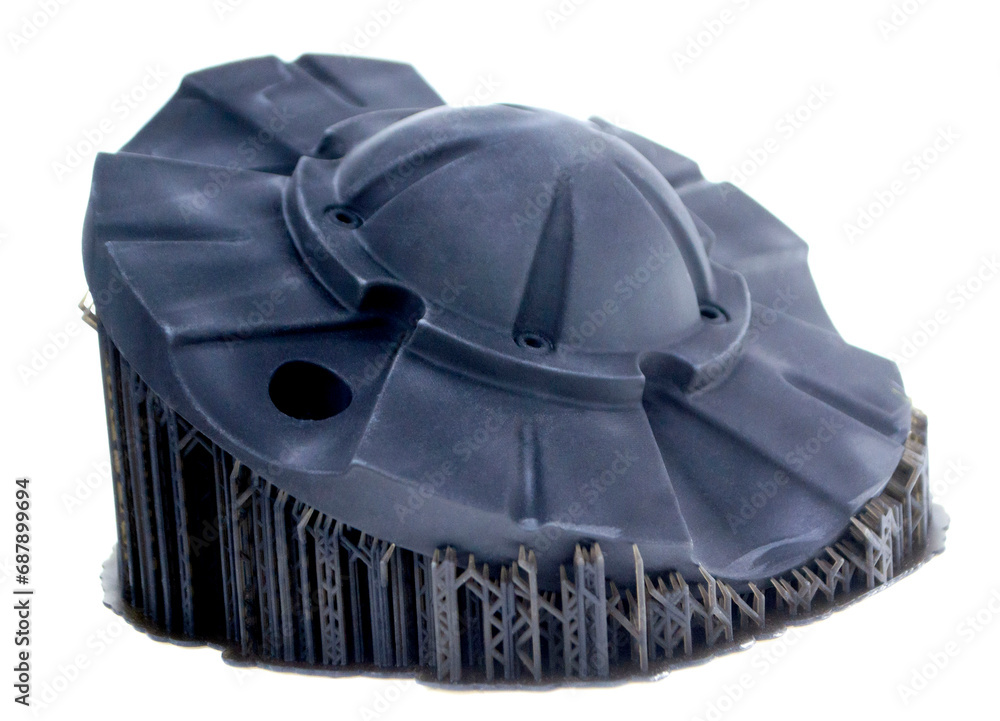 Black abstract object printed on 3D printer from photopolymer isolated ...