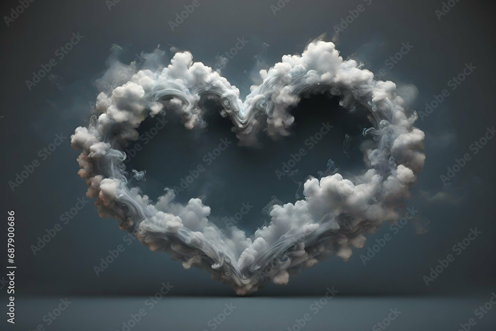round heart frame of cloud smoke design round heart frame of cloud smoke design