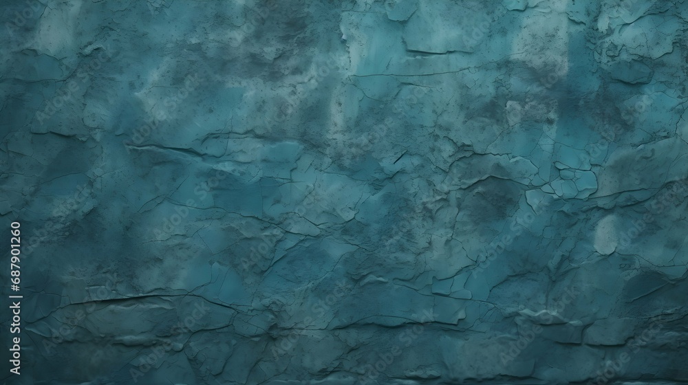 Naklejka premium Old blue concrete wall surface. Сrumbled. Close-up. Dark teal rough background for design. Generative AI
