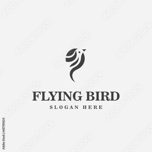 bird logo design, in black and white monochrome style