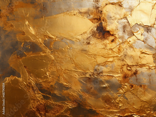 Rough Strokes of Gold Paint Adorning the Wall Background