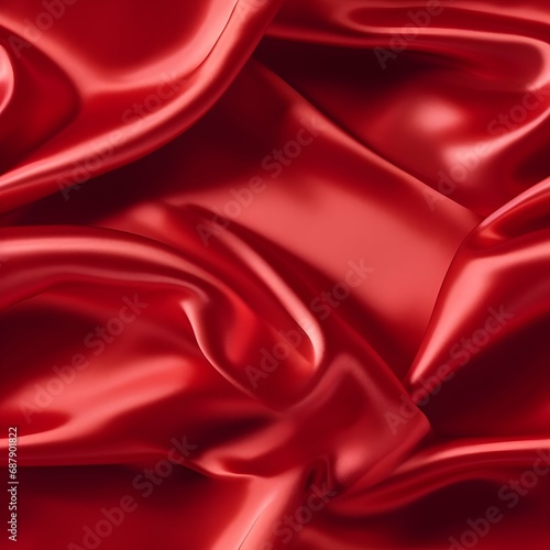 red silk satin. red background. Silky shiny smooth soft fabric. Seamless Pattern. Generative AI
