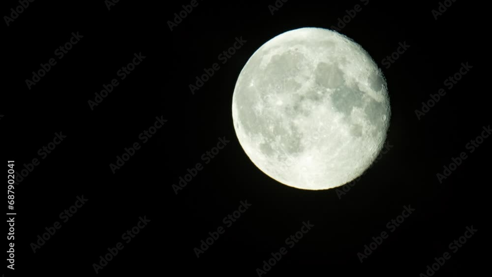 Close up video of full moon at night. 4k real video of the Earth satellite Close up video of full moon at night. 4k real video of the Earth satellite