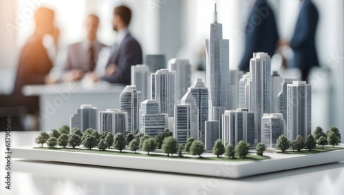 model of the city on the business table photo
