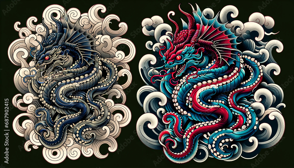 Modèle de tatouage de kraken Modèle de tatouage de kraken