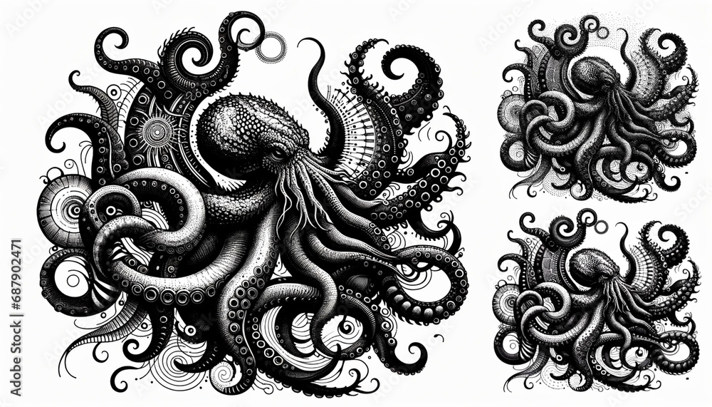 Modèle de tatouage de kraken Modèle de tatouage de kraken