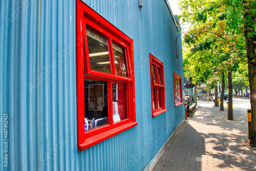 Vancouver  Canada - August 10  2017  Landscape of Granville Island on a sunny summer day