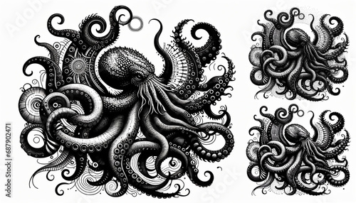 Modèle de tatouage de kraken photo