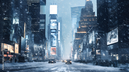 Snowfall in Times Square