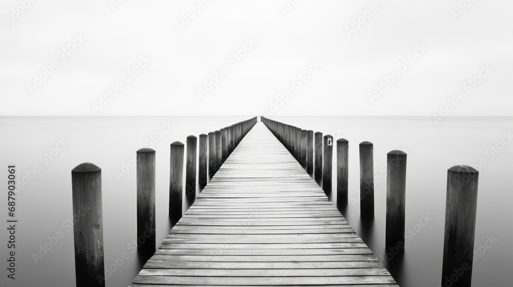 Forgotten pier, black and white color