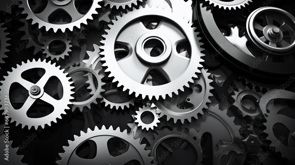 Gears and cogs, black and white color, abstract, background, backdrop Gears and cogs, black and white color, abstract, background, backdrop