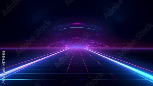 Abstract futuristic background with neon lights. 3d rendering, 3d illustration.
