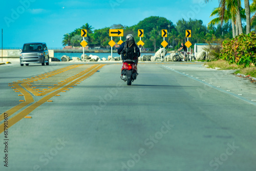 Road traffic along the major coastline road in Key West, Florida photo