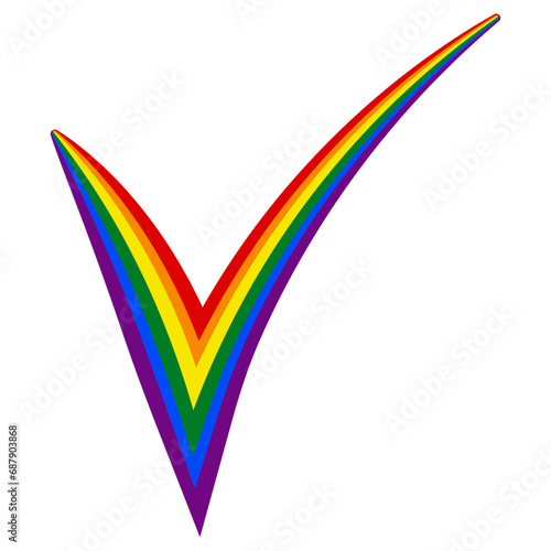 LGBT check mark rainbow colors, LGBT tick approve gay pride