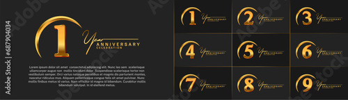 Set of Anniversary Logotype gold color can be use for special day celebration photo