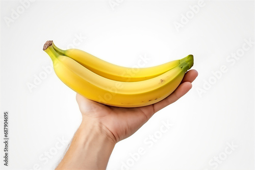 Banana in hand in close up