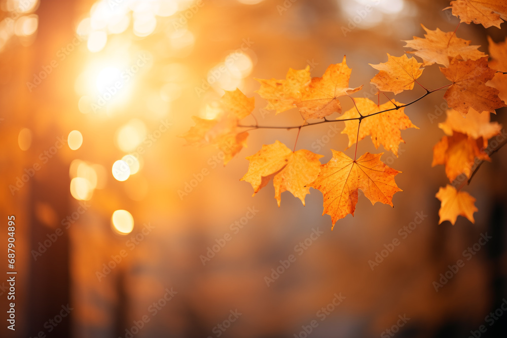 Beautiful orange autumn maple leaves on a blurred background