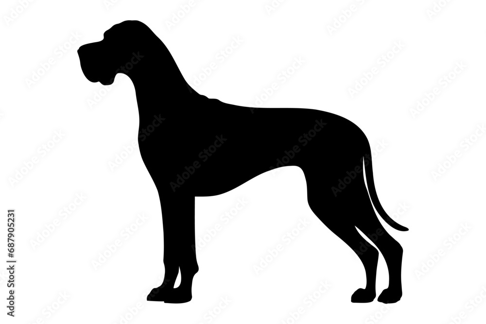 Great dane Dog silhouette. Vector illustration
