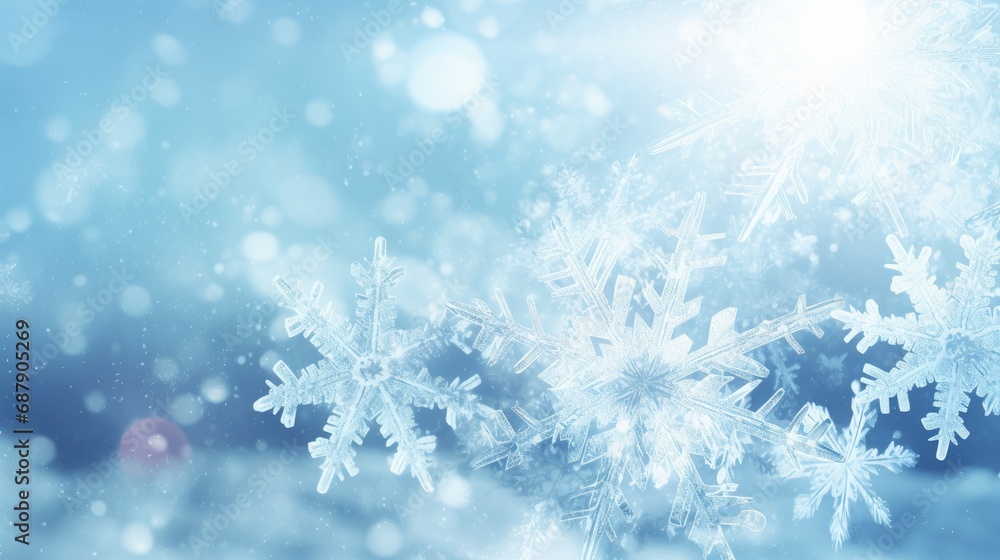 Snowflake background. Winter texture. White snowflakes are flying on a blue background. Snowflake background. Winter texture. White snowflakes are flying on a blue background.