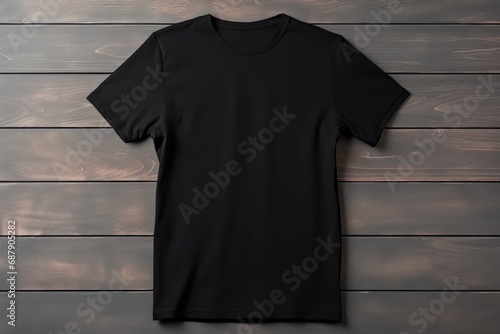 Black Tshirt Template Mockup For Fat Or Chubby People photo