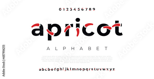 Apricot Modern Alphabet typography. Color creative art typographic design