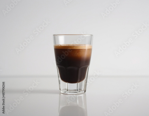 Espresso shot in a glass cup isolated on a white background