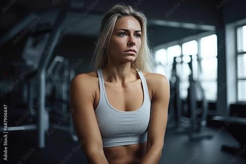 Dejected Female Athlete In Gym Upset About Lack Of Weight Loss Highquality Photo
