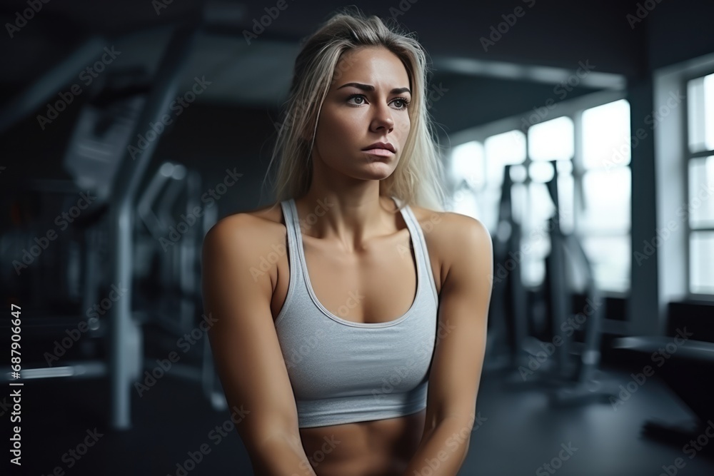 Dejected Female Athlete In Gym Upset About Lack Of Weight Loss Highquality Photo Dejected Female Athlete In Gym Upset About Lack Of Weight Loss Highquality Photo
