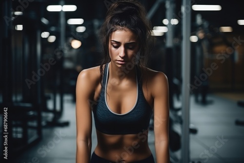 Dejected Female Athlete In Gym Upset About Lack Of Weight Loss Highquality Photo