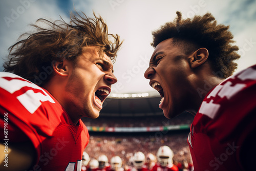 two football players face to face photo