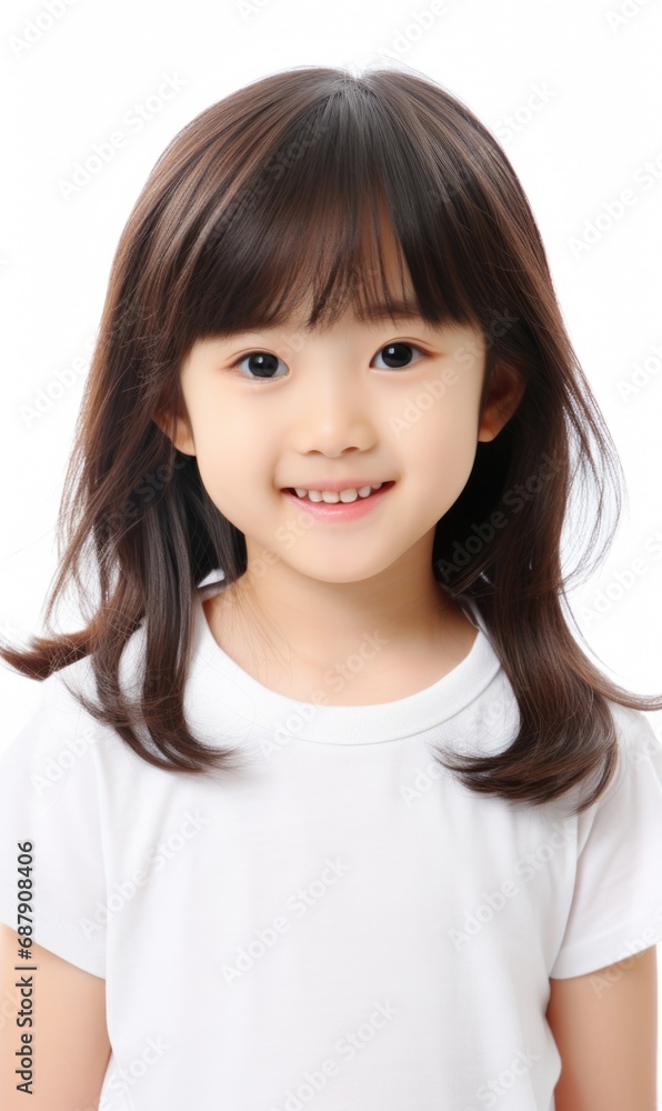 Smile of little Korean girl with healthy white teeth and hygiene Concept of advertising dentist and facial care Smile of little Korean girl with healthy white teeth and hygiene Concept of advertising dentist and facial care