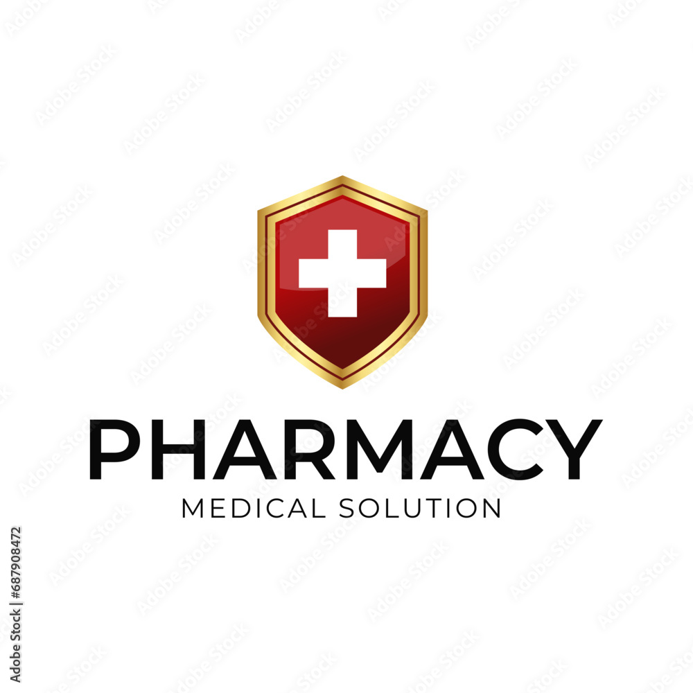 Obraz premium Medical Cross and Health Pharmacy Logo Vector Template on white background