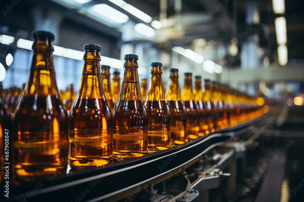 the bottling conveyor at the beer factory the bottling conveyor at the beer factory