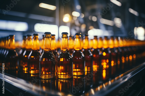 the bottling conveyor at the beer factory