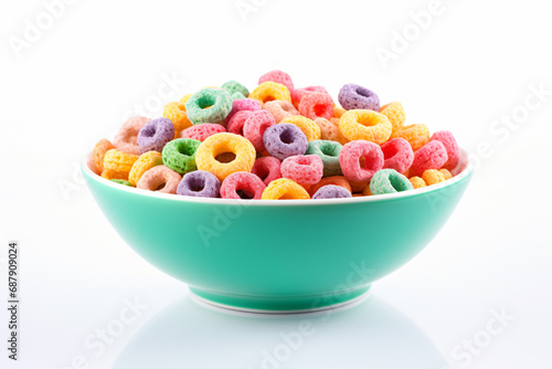 a bowl of cereal with a lot of colorful cereal rings
