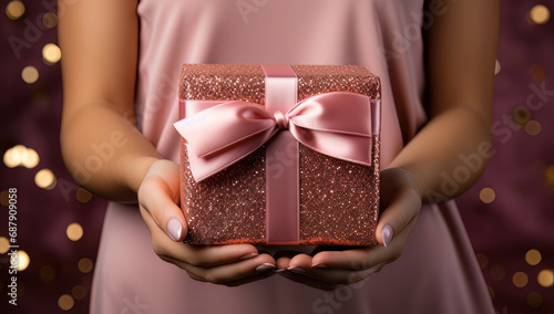 woman holding gift box. © JM Nimhas